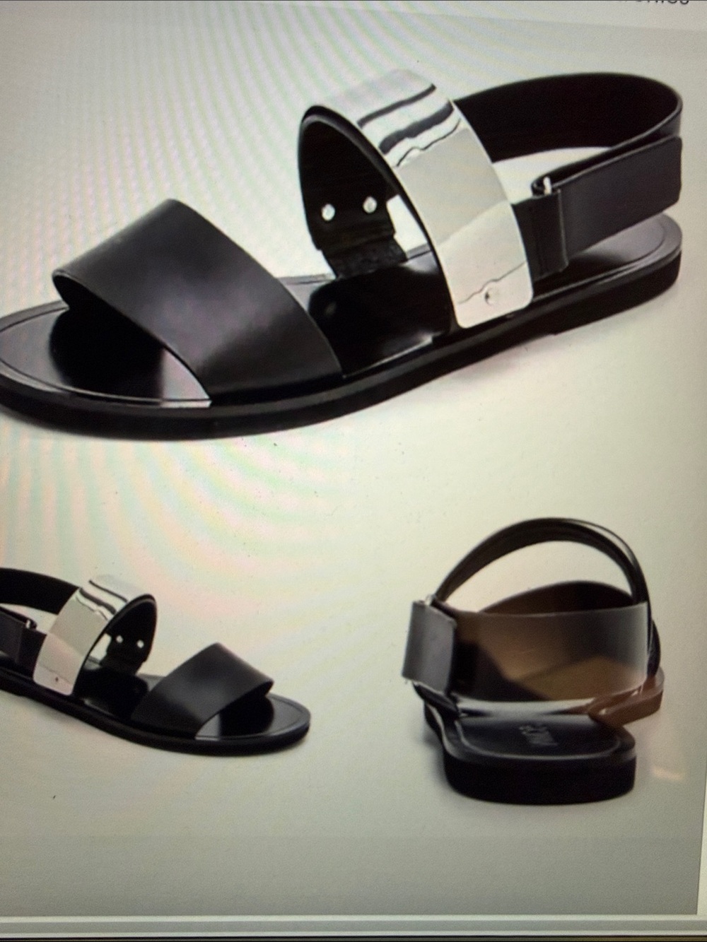 VINCE “Ciara” Black Leather & Silver Metal Plaque Sandals Size 8.5 - Picture 8 of 8
